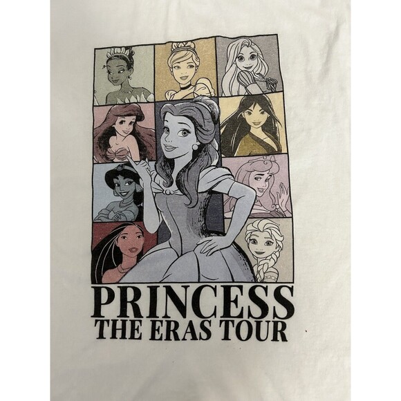 Disney Princess The Eras Tour Women's M White T-Shirt 2 sided - Picture 2 of 7